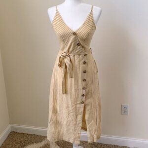HYFVE Meet me at the Bay Yellow Striped Midi Dress